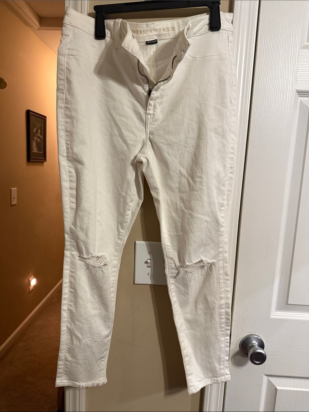 American Eagle Outfitters White Ripped Skinny Jeans